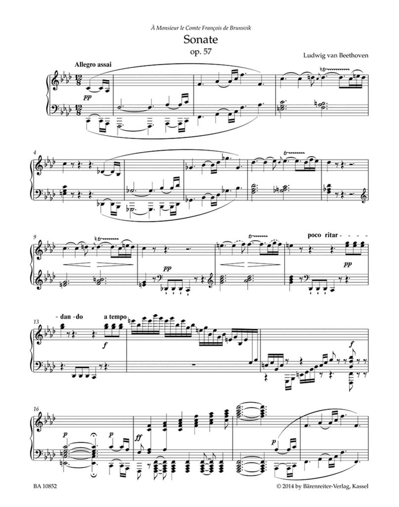 Sonate in f für Klavier - Appassionata - op. 57